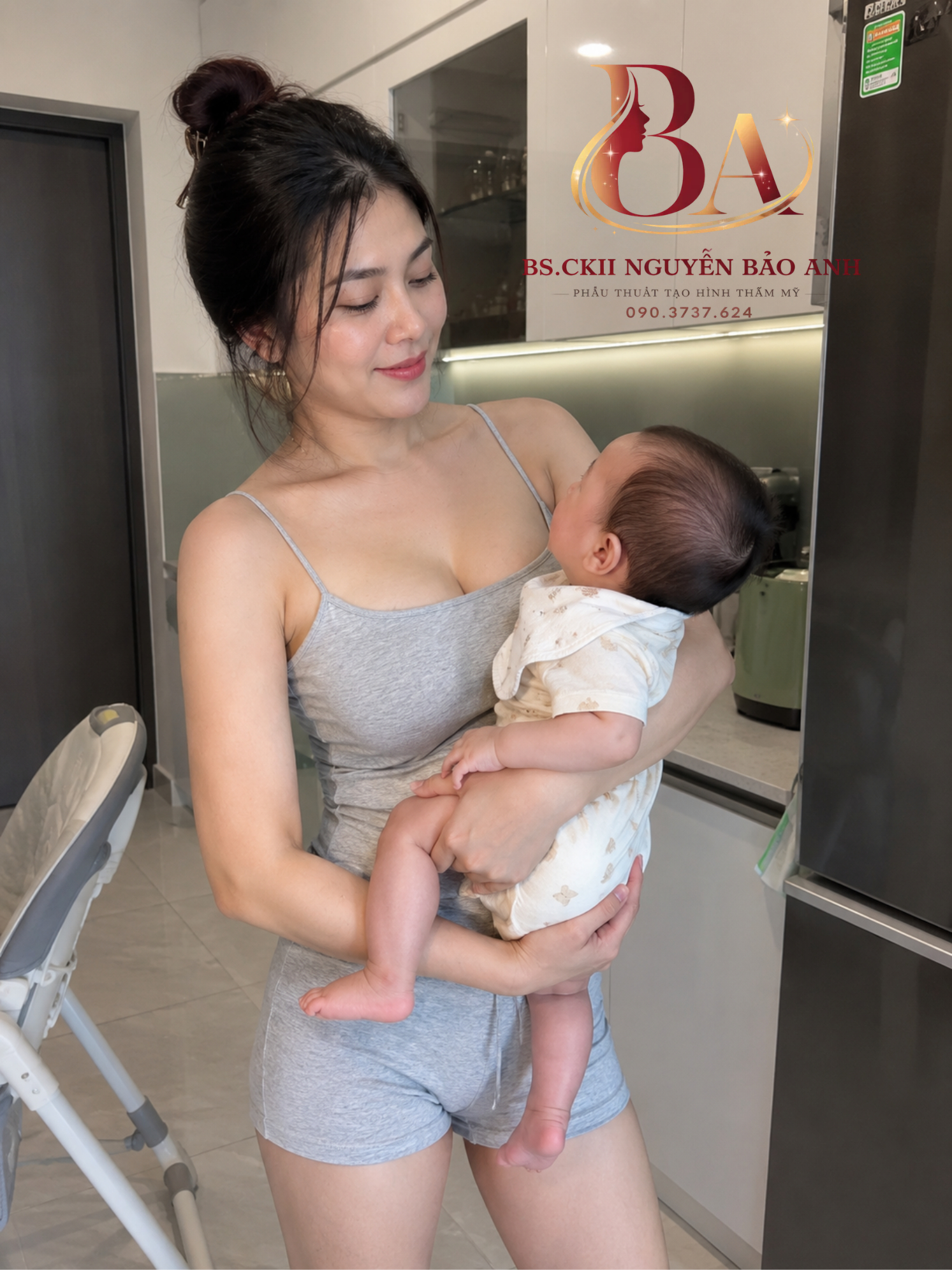cho con bú sau nâng ngực